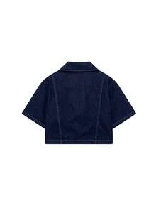 Seelio Spring/Summer New Arrival Women Denim Short Shirt & Double-Belted Skirt 2-Piece Suit - Dark Blue - View 2