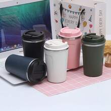 500ml/17oz Tazas de viaje a prueba de derrames y fugas, tazas de café reutilizables con tapas, termos de café de acero inoxidable con aislamiento térmico para bebidas calientes y frías, aptas para automóvil, uso diario, viajes y regalos