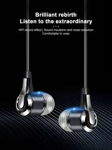 Écouteurs intra-auriculaires avec amplification des basses et commandes en ligne, universels pour le jeu, l'ordinateur, prise 3,5 mm