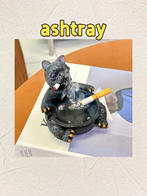 1pc Resin Multi-Color Ashtray Creative Personalized Home Living Room Anti-Flying Ash Dustproof Cute Dog Office Anti-Smell Ashtray