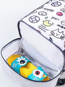 Mochila infantil à prova d'água com desenho animado, bolsa de natação com compartimento para molhado e seco, adequada para natação, surfe, parque aquático, piscina, praia ao ar livre