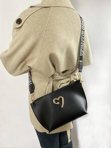 2025 Summer New Women Casual Shoulder Bag, Fashionable Bucket Bag With Wide Strap, Chic Commuter Crossbody Bag - Black - View 10