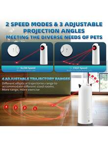 Automatic Laser Cat Toy, Automatic Rotating Infrared Light, Multi-Level Adjustment, Fast And Slow Modes, Range