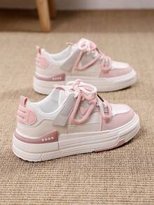 LISM 1 双女士时尚休闲轻便运动鞋，百搭学生装 - 粉色 - 查看 2