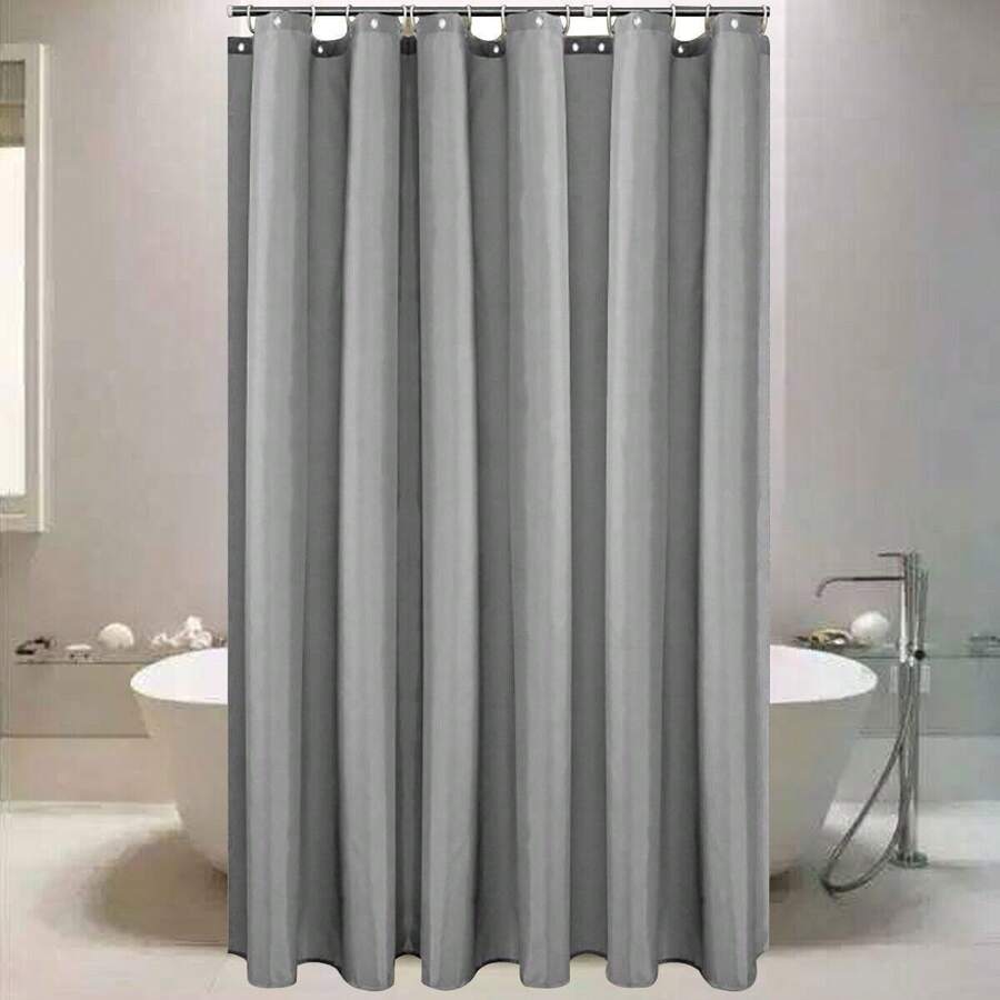 [Thick Waterproof Shower Curtain] Premium White Waffle-Weave Shower Curtain - Thick, Waterproof & Wrinkle-Resistant Fabric With C-Hooks For Easy Installation, Machine Washable Bathroom Accessories Back To School Fall Decor - Grey - View 1