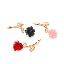 1 peça/lote pingente banhado a ouro em aço inoxidável com rosas 3D (colar/broche/brincos) - Achados exclusivos de joias vintage faça você mesmo para acessórios de vestuário, fornecimento em massa