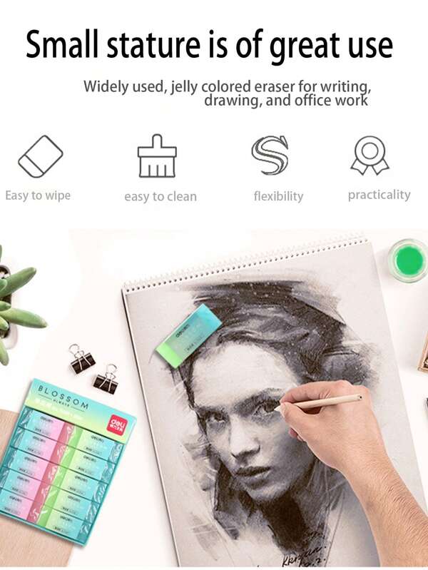 2pcs/Set Random Transparent Jelly Erasers For Art Drawing, Sketching, Examination, Student Supplies, School Supplies,Back To School