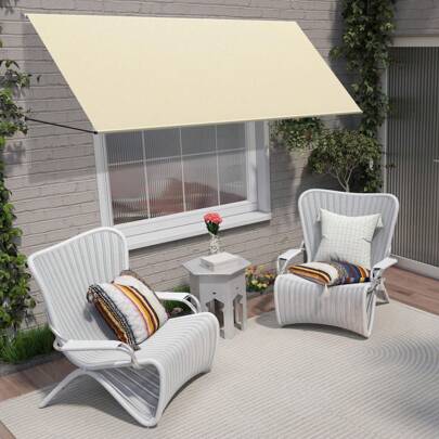 VA-Cerulean Tenda da sole per balcone 150 x 143 cm, tenda da sole con protezione UV, tenda da sole per finestra in tessuto di poliestere 180 g/m², tenda da sole per balcone con telaio in alluminio, tenda da sole retrattile impermeabile, colori: nero/beige/grigio