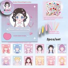 Libro de pegatinas de maquillaje con diseños de muñecas de moda, set de pegatinas para el rostro DIY - Juguetes de vestir con pegatinas reutilizables para diversión creativa, arte facial e interacción - Excelente como recuerdo de fiesta o regalo - Multicolor - Ver 24
