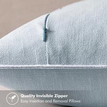 Local Delivery- Decorative Linen Pillow Covers 18x18 Inch Natural Beige ​Boho Farmhouse​ ​Neutral Couch Throw Pillows For Bed Pack Of 2 Accent Outdoor Pillowcase Modern Sofa Cushion Livingroom Home Decor - Light Blue - 查看 3