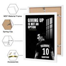 FajerminArt Impresión en lienzo con cita inspiradora de Ibrahimovic, opcional marco, diseño de fondo negro con jersey de fútbol rojo y blanco para decoración de sala de estar, dormitorio u oficina