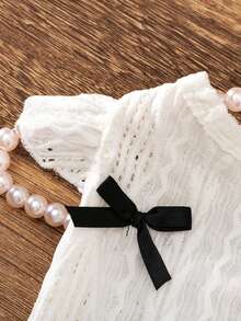 Vestido transpirable para mascotas con decoración de moño 3D lindo, para gatos y perros pequeños - Blanco - Ver 6