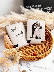 1pc Customized Photo & Text Can Coolers, Personalized Wedding Guest Gifts In Bulk For Guests, Anniversary Party Gifts, Vintage 1984 Can Sleeves, Can Insulators, Drink Racks, Wedding Coolers, Customized Special Gifts For Her And Him, Mom And Dad, Best Friends, Interesting Birthday Gifts - Multicolor - View 3