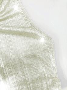 优雅无袖闪亮针织背心，适合夏季、复活节、乡村音乐会、毕业典礼、早午餐服装，闪耀文艺复兴博览会，杏色