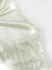 Canotta elegante senza maniche in maglia luccicante per donna, adatta per estate, Pasqua, concerti country, laurea, brunch, fiere rinascimentali scintillanti, colore albicocca