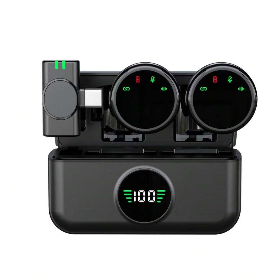 HITOZON Micrófono inalámbrico profesional para teléfonos inteligentes, micrófono de solapa inalámbrico mini con botón y estuche de carga, adecuado para grabación de video, enseñanza, entrevistas, podcasts, micrófono de condensador inalámbrico omnidireccional para vlogging - Negro B - Ver 1