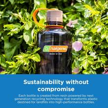 Nalgene Sustain Tritan - Botella de agua sin BPA fabricada con material derivado de 50% residuos de plástico (utilizando balance de masa certificado ISCC), 16 onzas, boca ancha, amatista - Amatista Sustain - Ver 12