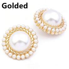 6pcs Metal Pearl Combination Button Shank Sewing Buttons Garment Coat Buttons, DIY Decorative Buttons For Crafts, Fashion Buttons For Clothing Sewing & Knitting Supplies. (Size: 1.5cm-2.5cm )