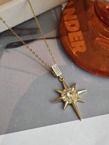 1 件优雅星爆锆石吊坠项链，适合男士和女士佩戴参加派对、婚礼、情人节和圣诞节礼物 - 星芒鋯石項鍊 - 查看 2