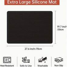 1 Piece Of Barbecue Mat, Fireproof And Oil Proof Deck Terrace Protection Mat, Barbecue Mat, Charcoal Outdoor Barbecue Floor Mat, Table Mat That Can Directly Remove Food, Barbecue Storage Accessories, Easy To Clean And Reusable - Black-silicone Insulation Pad - View 3