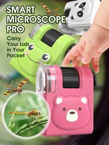 便携式显微镜,儿童户外探险,中小学生迷你显微镜,科学实验益智玩具(带紫外线) - 彩色 - 查看 4