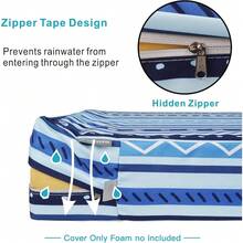 Local Delivery- Outdoor Cushion Slipcovers Waterproof 4 Pack Patio Chair Seat Cushion Covers With Zipper And Tie, 22 X 20 X 4 Inch, Replacement Cover Only - Stripes Blue - View 3