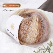 渐变彩虹色马海毛纱线，条纹渐变彩色纱线，适合 DIY 手工，适用于编织时尚镂空毛衣、围巾、帽子和女士披肩