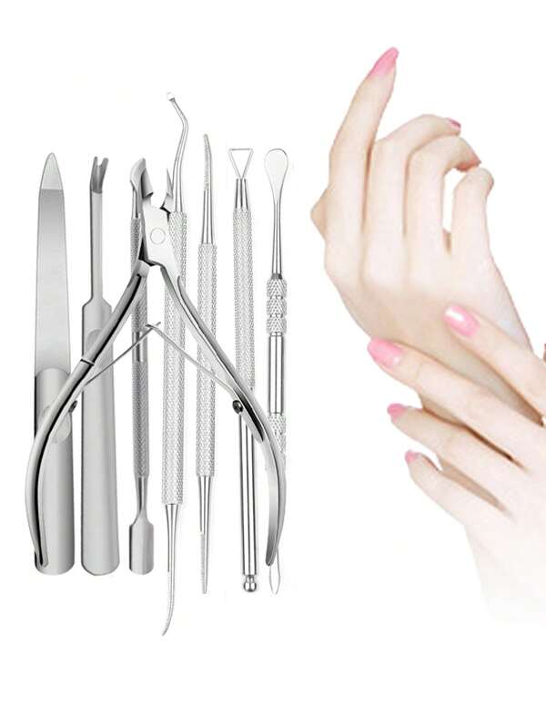 Steel Cuticle Pusher Nail Care Tool For Removing Nail Polish, Gel, And Trimming Cuticles