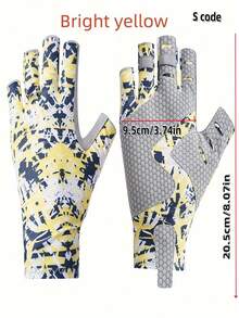 UPF50+ Fishing Gloves, Fingerless Gloves For Outdoor, Kayaking, Canoeing, Hunting - Breathable Polyester & Spandex Material - Reinforced Wear Points - Integrated Pull Loop, UPF 50 Protection To Shield Hands From Harmful UV Rays, Ideal Gloves For Fishing, Sailing, Hunting - Yellow - View 3