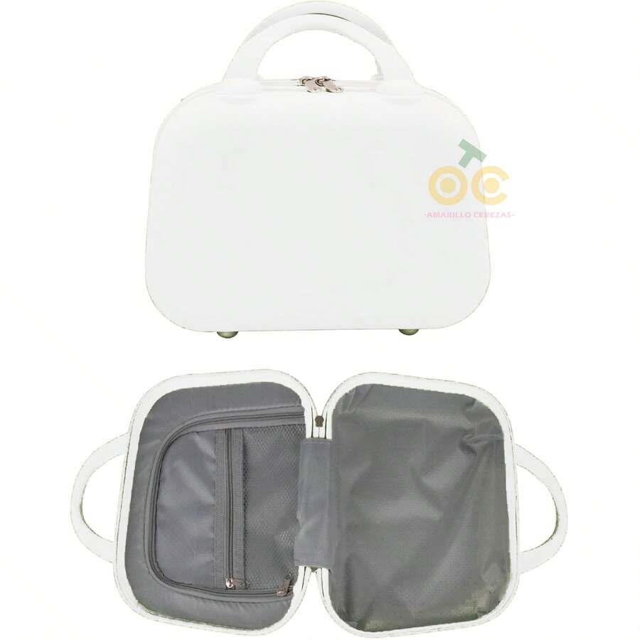 Maleta portátil, maleta pequeña, neceser multifuncional, neceser multiusos para cosméticos y cuidado de la piel, neceser de gran capacidad, equipaje portátil, caja de almacenamiento, organizador de artículos, maleta de viaje, mini maleta, neceser, bolso de mano, caja de almacenamiento, equipaje, neceser de viaje, resistente y duradero, tamaño pequeño, gran capacidad, con asa, buena calidad, adecuado para salir, viajar, acampar, viajes de negocios (blanco, gris, rosa, beige, verde, amarillo, morado, negro) - Blanco - Ver 1
