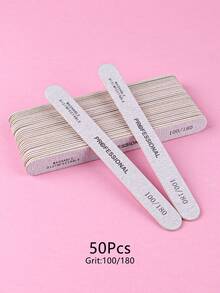 50/30/10pcs Thin Wood Sandpaper Nail Files, 100/180 Mesh Wood Sandpaper Grinding Files, 180/240 Mesh Double-Sided Polishing Files, Professional Manicure Polishing Files, Boat-Shaped Pedicure Double-Sided Wooden Polishing Files, Suitable For Natural Nails, Home Salons, Crystal Nails, Etc. - Multicolor - View 10
