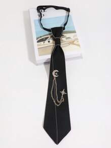 1 Stück Vintage Strass-besetzte Sterne, Mond, Sternenlicht/Kreuz abnehmbare Schleife, einfarbige leicht zu tragende Krawatte, geeignet für Lässig, Business, täglichen Gebrauch