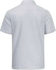 Men's Cotton Linen Short Sleeve Shirts Casual Lightweight Button Down Shirts Vacation Beach Summer Tops With Pocket - 淺灰色 - 查看 4