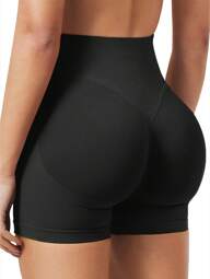 Summer Seamless Butt Lifting Sports Shorts For Gym Workout,Cycling Shorts,Running Shorts,Black Leggings Women,