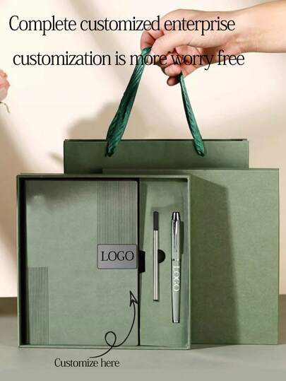 1 Set Personalized Notebook Gift Box Set, Business Notebook/Ballpoint Pen, Creative Notebook/Ballpoint Pen Gift Box, A5 Meeting Business Office Diary, Bookmark Notebook, High-Grade Student Record Book, Customized Logo Simple Business Notebook Gift Box Set, Retro Style, Personalized Work/Festival Gift, Back To School Gift