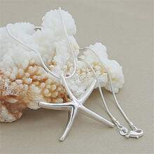 925 纯银镀星形项链海星吊坠项链可爱时尚奢华情人节订婚生日礼物和送礼佳品 - 銀色 - 查看 3