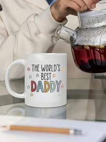 1 个 11 盎司个性化“世界上最好的爸爸”马克杯，彩色星星设计，可重复使用，仅手洗，完美的父亲节咖啡或茶礼物，茶杯 | 彩色马克杯 | 可重复使用的马克杯，四季皆宜，爸爸咖啡杯，返校，夏季水瓶，适用于冷热饮品 - 彩色 - 查看 2