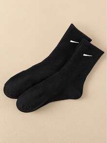 1 Pair/5 Pairs/6 Pairs Women's Casual Long Socks, Simple Comfort Daily Wear Unisex Crew Socks, Fall