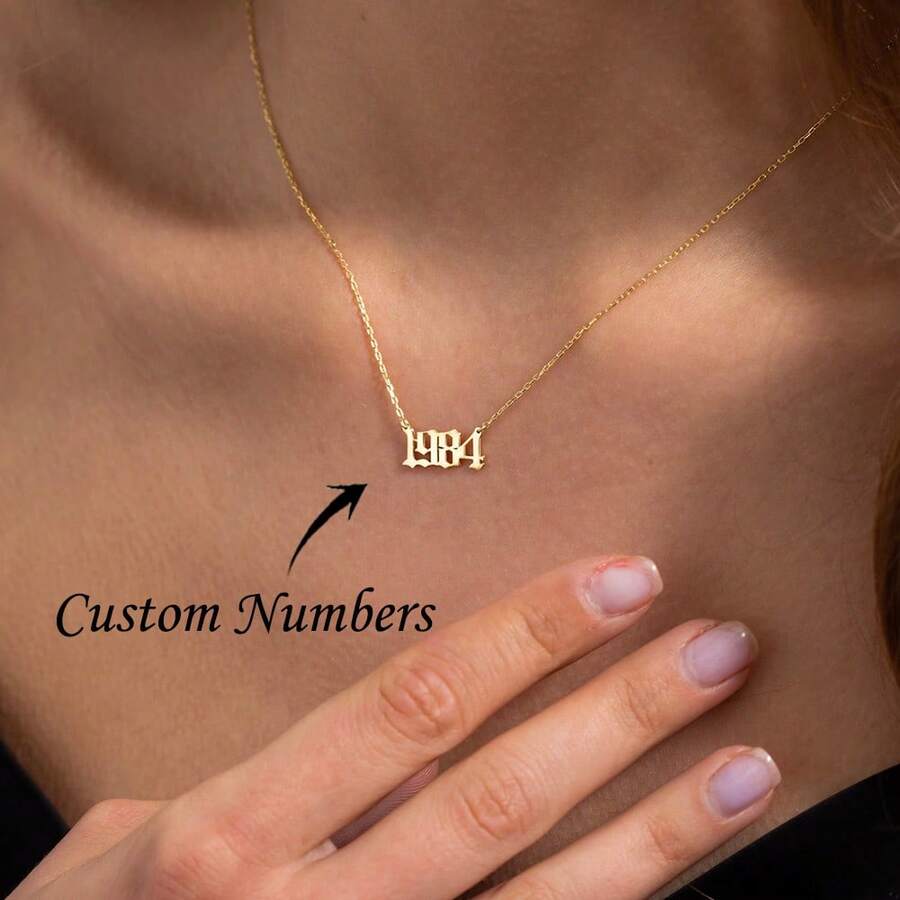 Personalized Numeric Necklace | Customized Year Date Necklace | Golden Lucky Number Jewelry | Personalized Necklace | Gift For Her - Multicolor - View 1