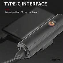 LED超亮自行车灯悬挂照明带安装自行车前灯USB可充电循环前灯内置电池自行车配件适合夜间骑行 - 黑色 - 查看 11