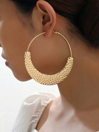 1 对时尚夸张金属质感大圈耳环