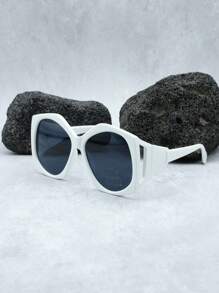 Óculos de Moda Feminina Retro Assimétricos com Armação Cinza, Óculos Decorativos Estilosos de Rua Chique, Adequados para Uso Diário