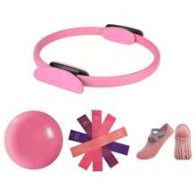 8-Piece Pilates Ring Set - Women's Home Fitness Equipment - Pilates Ring, 25cm Pilates Mini Yoga Fitness Ball, Yoga Socks, 5-Color Resistance Band, Suitable For Exercising Legs, Arms, Thighs, Etc. At Home
