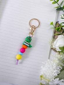 1pc Abacus, Smiling Face, Apple, Book Silicone Beaded Keychain, Women Backpack Pendant Accessory, Back To School, Teacher's Day Gift