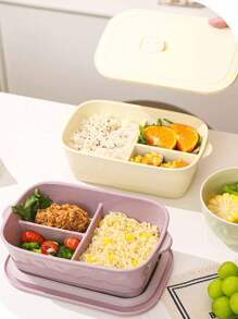 1pc Ceramic Bento Box, Square Compartment Lunch Plate, Airtight Meal Prep Container, High-Quality Lunch Box For Students
