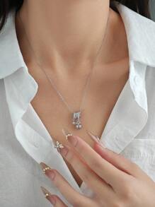 1pc Fashion Versatile High-End Apple Zirconia Pendant Necklace, Suitable For Men And Women For Daily Commuting, Travel, And Vacation