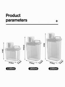 1 pieza Recipiente de almacenamiento transparente a prueba de humedad, multifuncional, a prueba de fugas con taza medidora, para detergente de ropa