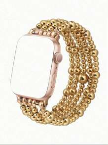 1pc Fashion Beaded Bracelet Smart Watch Strap, Elastic Rope Fashionable And Cute, Compatible With Apple Watch Band Compatible With Apple Watch Strap Women, Compatible With Apple Watch38/40/41/42/44/45/46/49mm, Compatible With Apple Watch Series Ultra/SE/10/9/8/7/6/5/4/3/2/1,Suitable For Gifting Friends Girlfirend Mother's Day Valentine's Day Style