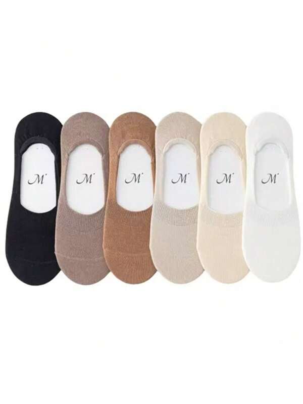 6 paar dames multicolor JM Design antislip onzichtbare sokken, veelzijdig