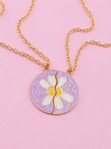 2 pièces Meilleur ami Ensemble de collier en forme de cœur, pendentif de dessin animé mignon Bijoux d'amitié Cadeau pour les filles